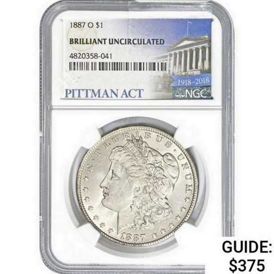 1887-O Morgan Silver Dollar NGC BRILLANTUNC