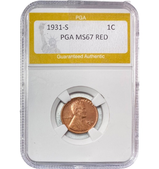 1931-S Lincoln Wheat Cent PGA MS67 RED