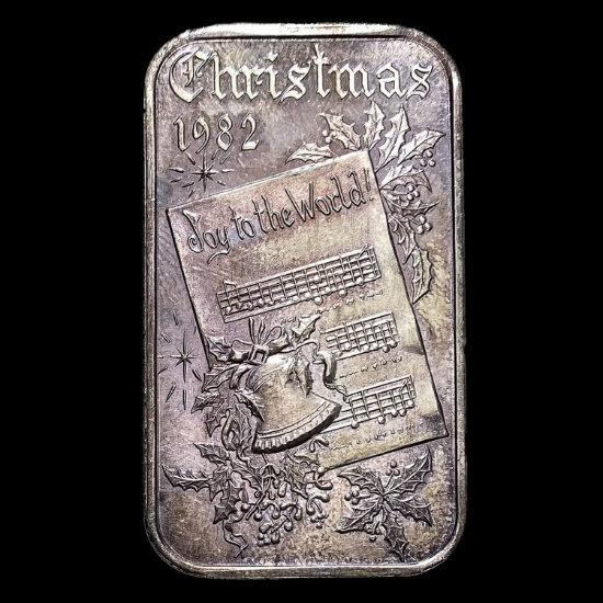 1982 Dahlonega Mint Silver 1 OZ Christmas Bar HIGH GRADE