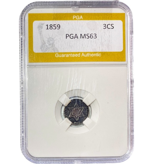 1859 3-Cent Silver PGA MS63