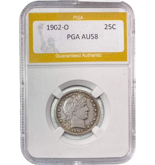 1902-O Barber Quarter PGA AU58