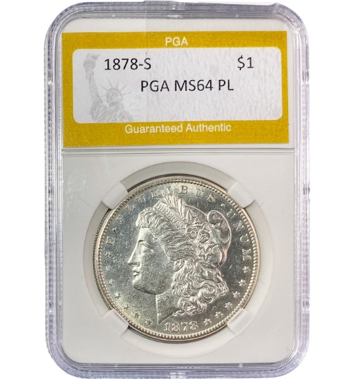 1878-S Morgan Silver Dollar PGA MS64 PL