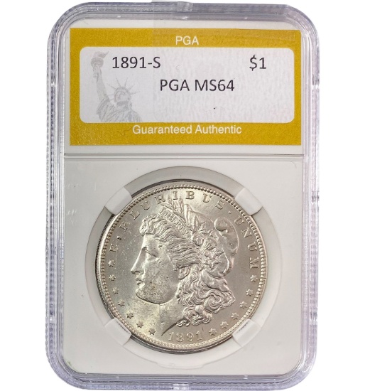 1891-S Morgan Silver Dollar PGA MS64