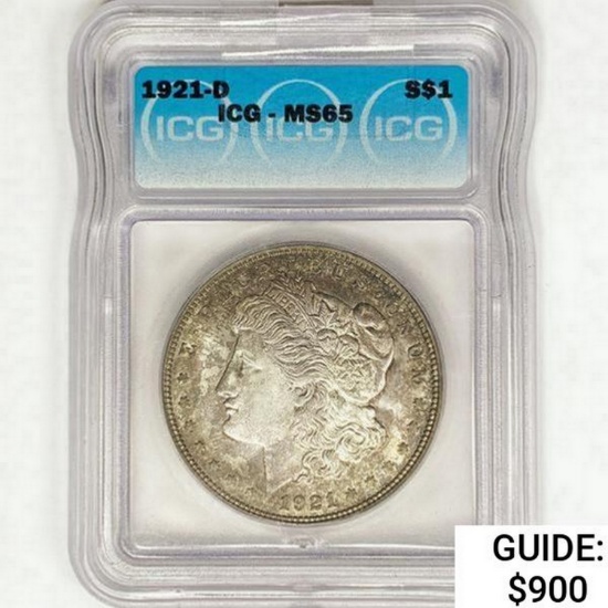 1921-D Morgan Silver Dollar ICG MS65
