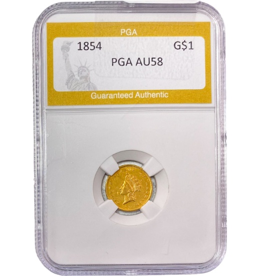 1854 Gold Dollar Indian Princess PGA AU58
