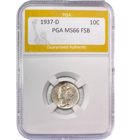 1937-D Mercury Dime PGA MS66 FSB