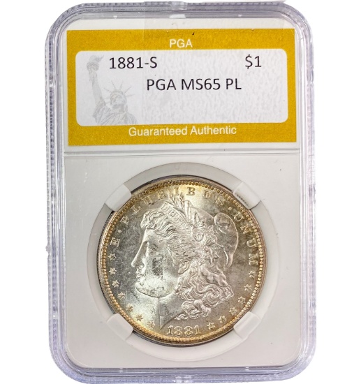 1881-S Morgan Dollar PGA MS65 PL