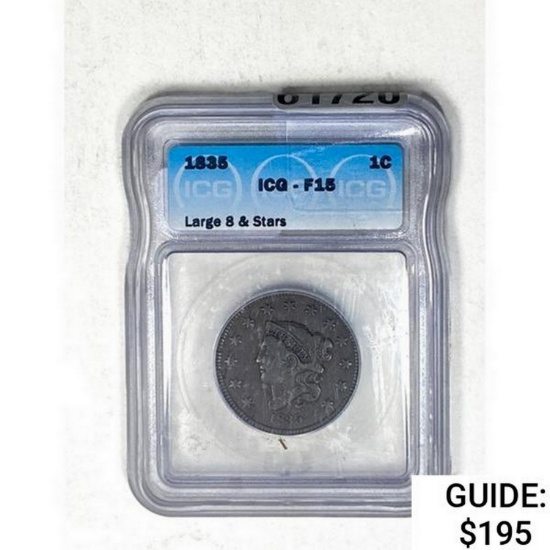 1835 Coronet Head Cent  F15