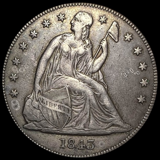 1843 Seated Liberty Silver Dollar NEARLY UNCIRCULATED