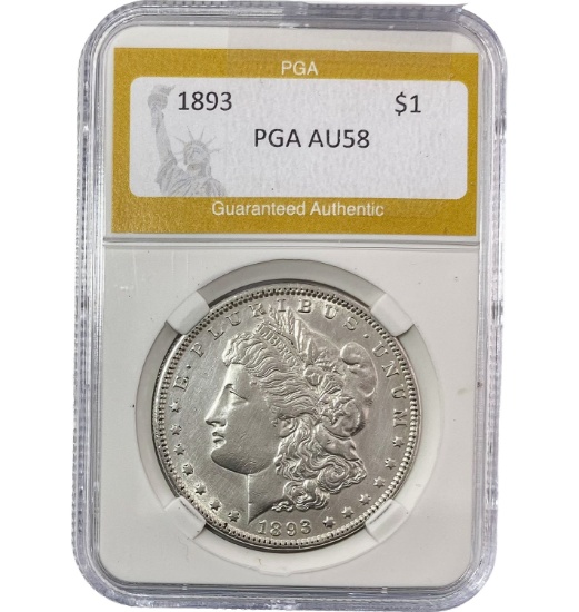 1893 Morgan Silver Dollar PGA AU58