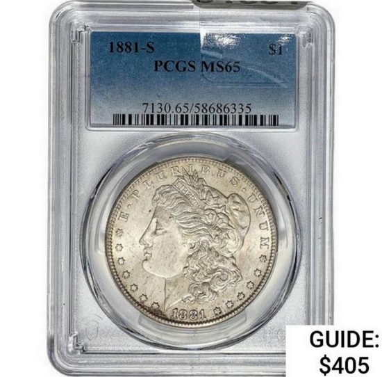 1881-S Morgan Silver Dollar  MS65