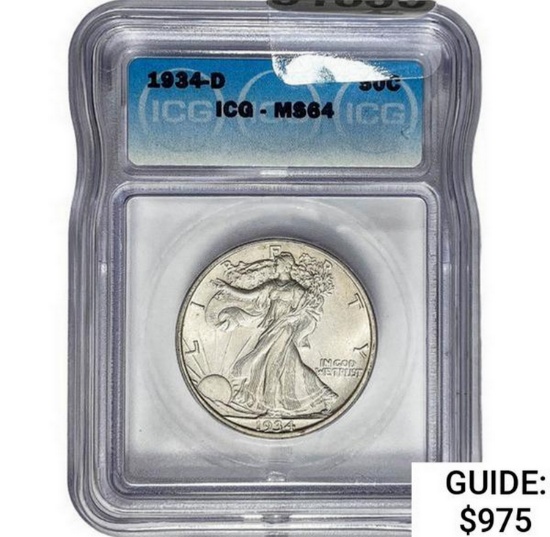 1934-D Walking Liberty Half Dollar  MS64