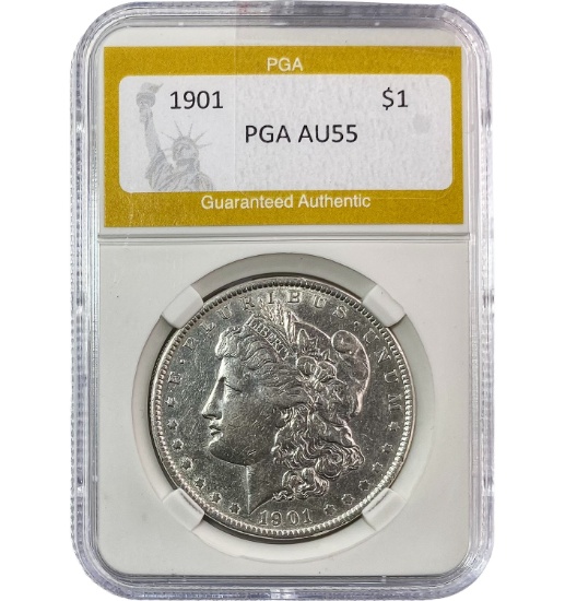1901 Morgan Silver Dollar PGA AU55