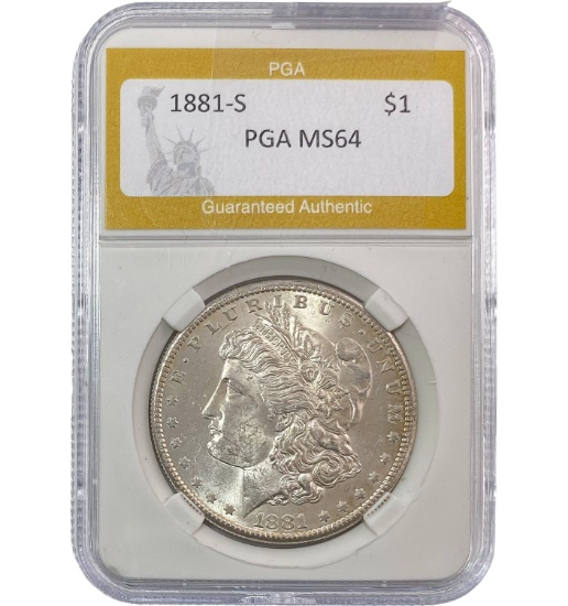 1881-S Morgan Silver Dollar PGA MS64