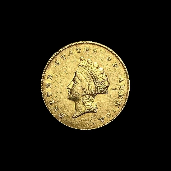 1854 Gold $1 Indian Head Type 2 CLOSELY UNCIRCULATED