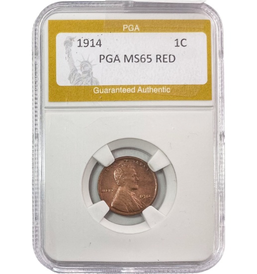 1914 Lincoln Wheat 1C PGA MS65 RED