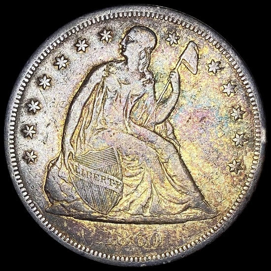1860-O Silver Seated Liberty Dollar NEARLY UNCIRCULATED