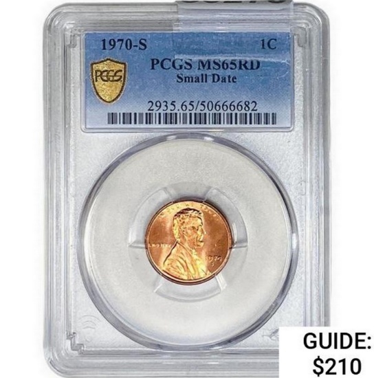 1970-S Lincoln Memorial Cent PCGS MS65