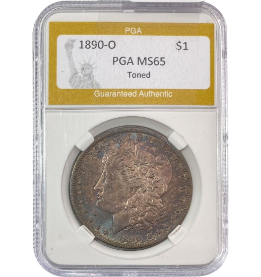 1890-O Morgan Silver Dollar PGA MS65 Toned