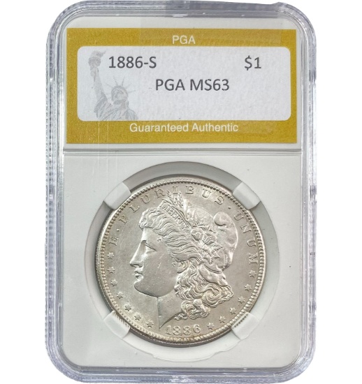 1886-S Morgan Silver Dollar PGA MS63