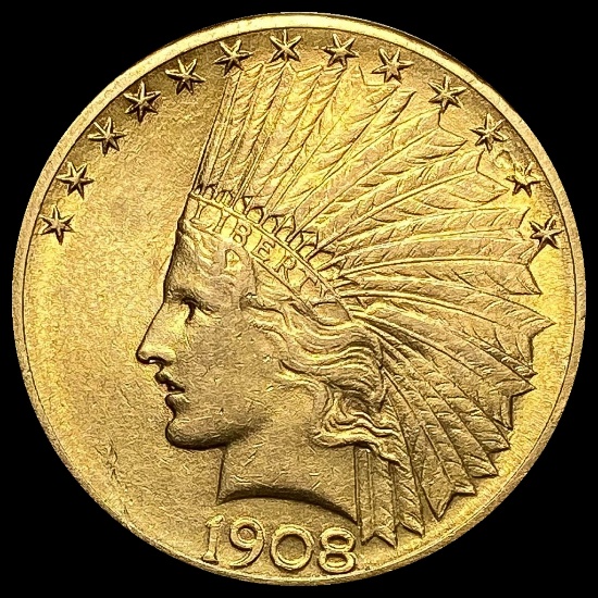 1908 No Motto Indian Head $10 Gold Eagle UNCIRCULATED