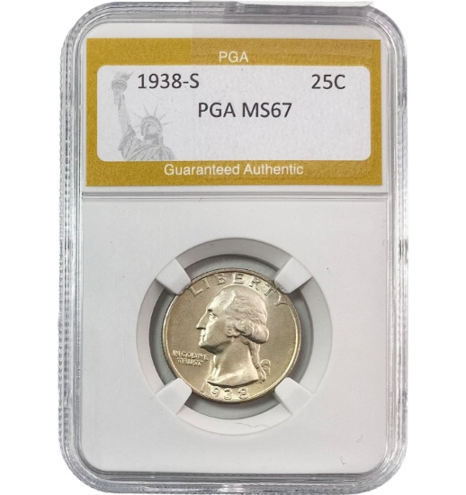 1938-S Washington Quarter PGA MS67