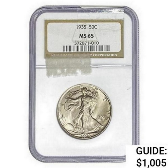1935 Walking Liberty Half Dollar NGC MS65