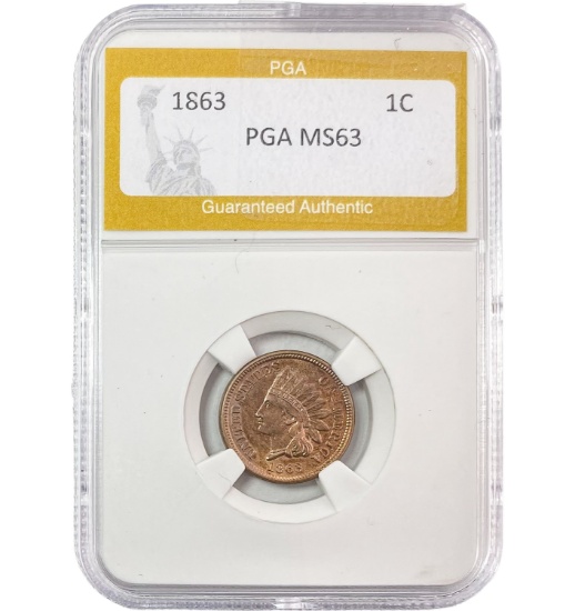 1863 Indian Head Cent PGA MS63