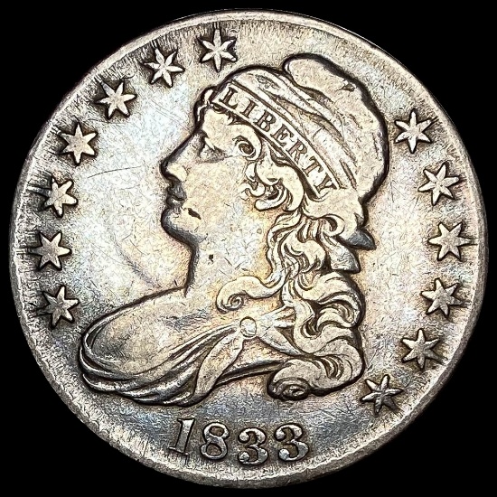 1833 Capped Bust Silver Half Dollar LIGHTLY CIRCULATED