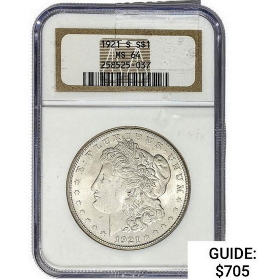1921-S Morgan Silver Dollar  MS64