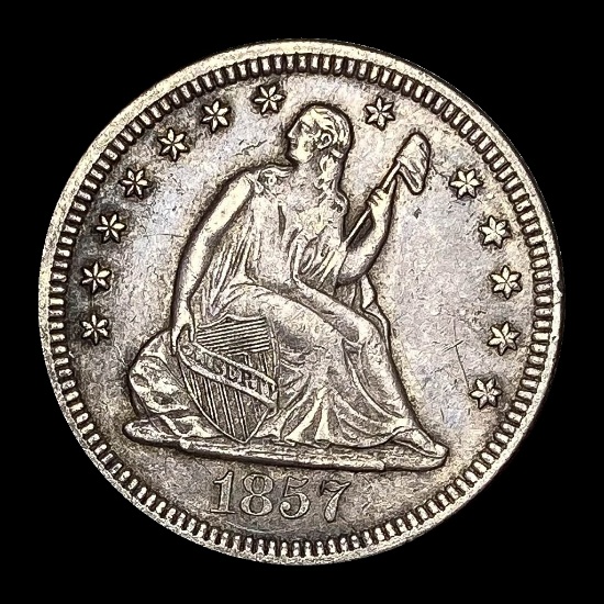 1857-O Silver Seated Liberty Quarter LIGHTLY CIRCULATED