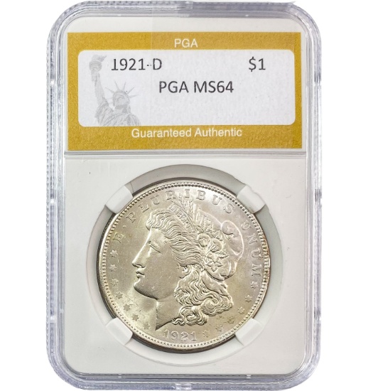 1921-D Morgan Silver Dollar PGA MS64