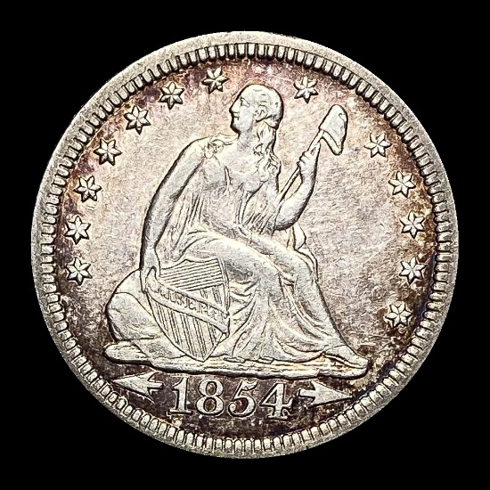 1854 Silver Seated Liberty [Arrows] Quarter CHOICE AU