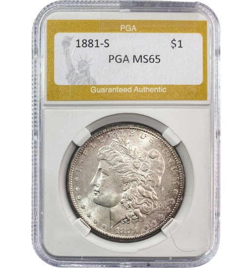 1881-S Morgan Silver Dollar PGA MS65