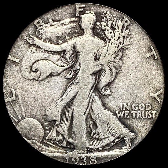 1938-D Silver Walking Liberty Half Dollar LIGHTLY CIRCULATED
