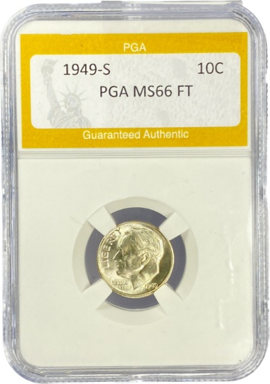 1949-S Roosevelt Dime PGA MS66 FT