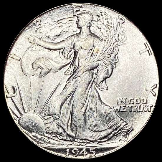 1945-D Silver Walking Liberty Half Dollar GEM BU