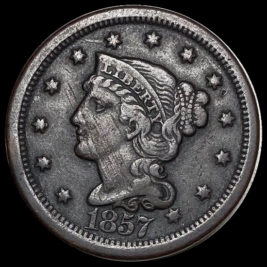 1857 Braided Hair Large Cent NICELY CIRCULATED