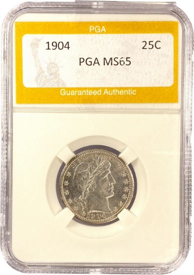 1904 Barber Quarter PGA MS65