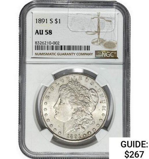 1891-S Morgan Silver Dollar  AU58