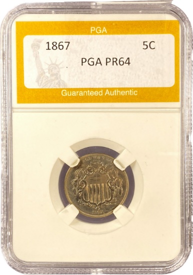 1867 Shield Nickel PGA PR64