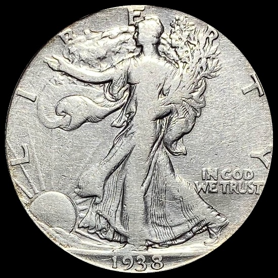 1938-D Silver Half Dollar Walking Liberty LIGHTLY CIRCULATED