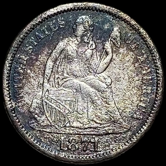 1871 Seated Liberty Dime LIGHTLY CIRCULATED