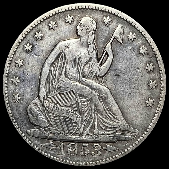 1853 Arrows Seated Liberty Half Dollar LIGHTLY CIRCULATED