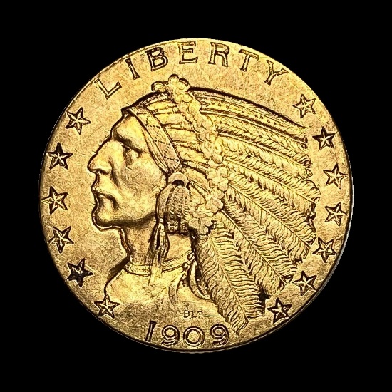 1909 Indian Head $5 Gold Half Eagle CLOSELY UNCIRCULATED