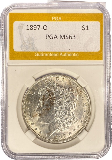 1897-O Morgan Silver Dollar PGA MS63