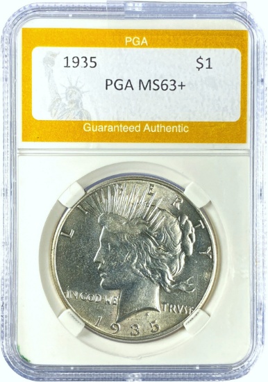 1935 Peace Dollar PGA MS63+
