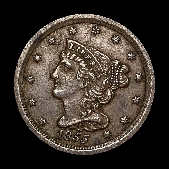 1855 Braided Hair Half Cent CLOSELY UNCIRCULATED