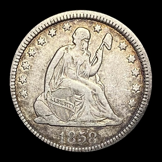 1858 Seated Liberty Silver Quarter LIGHTLY CIRCULATED