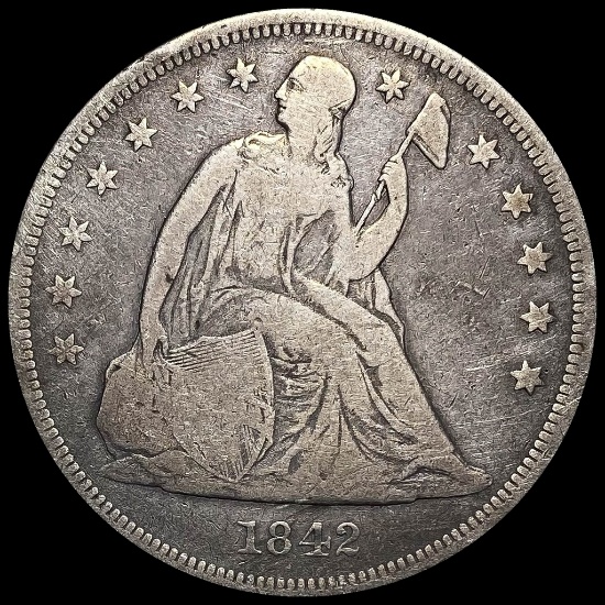 1842 Seated Liberty Silver Dollar NICELY CIRCULATED